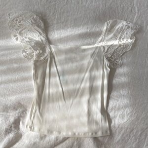 Elegant White Lace Sleeve Top